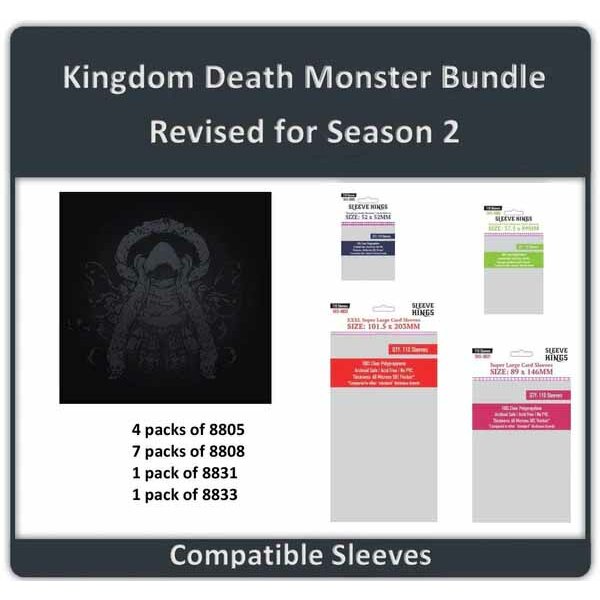 REVISED For Season 2 (Wave 1.5 Edition): "Kingdom Death: Monster" Compatible Sleeve Bundle (8805 X 4 + 8808 X 7 +8831 X 1 + 8833 X 1)