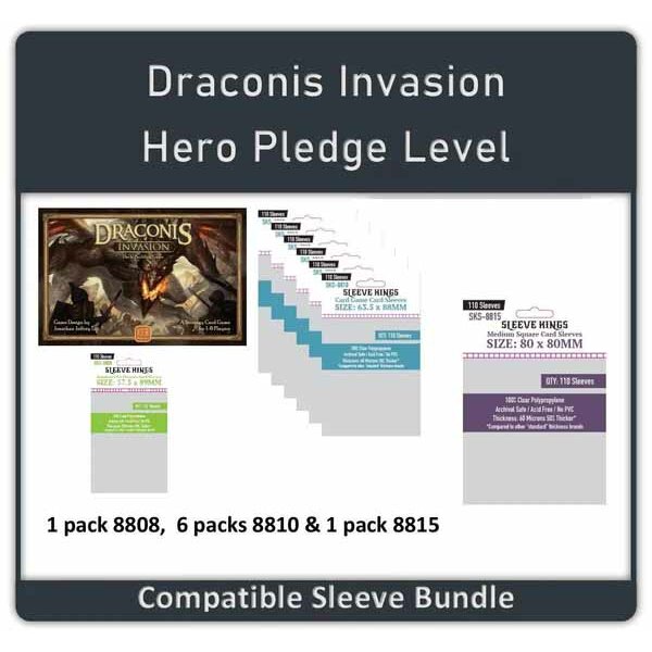 "Draconis Invasion Hero Pledge Level" Compatible Sleeve Bundle (8808 X 1 + 8810 X 6 + 8815 X 1)