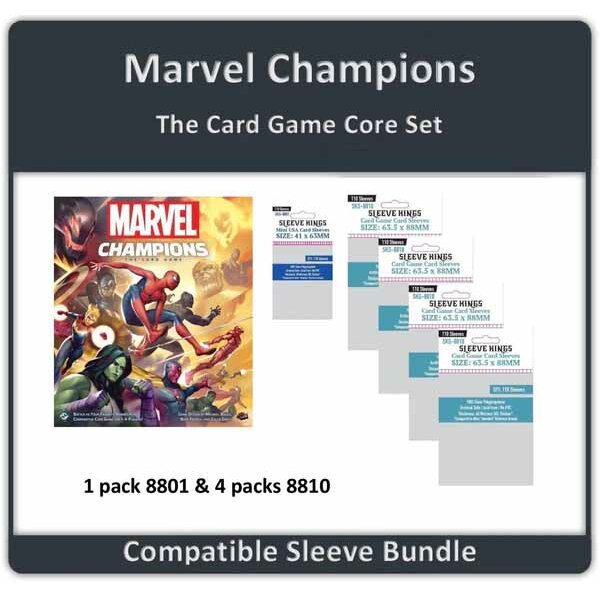 "Marvel Champions: The Card Game Core Set" Compatible Sleeve Bundle (8801 X 1 + 8810 X 4)