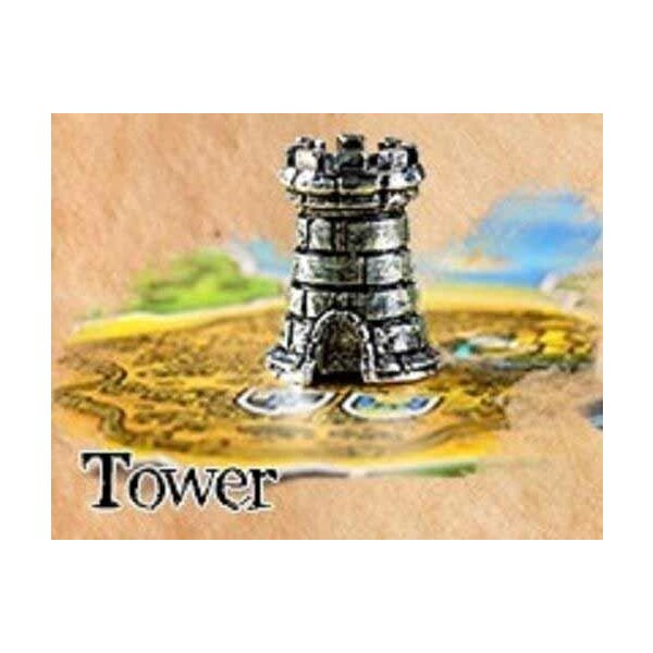 Player Token: Tarnished Silver Color Tower In Metal Alloy (Preorder Nov 2021)