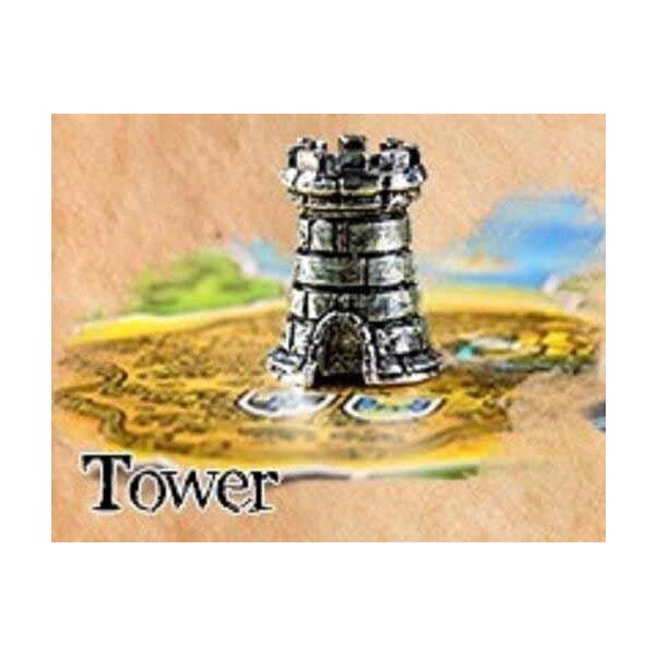 Player Token: Tarnished Silver Color Tower In Metal Alloy