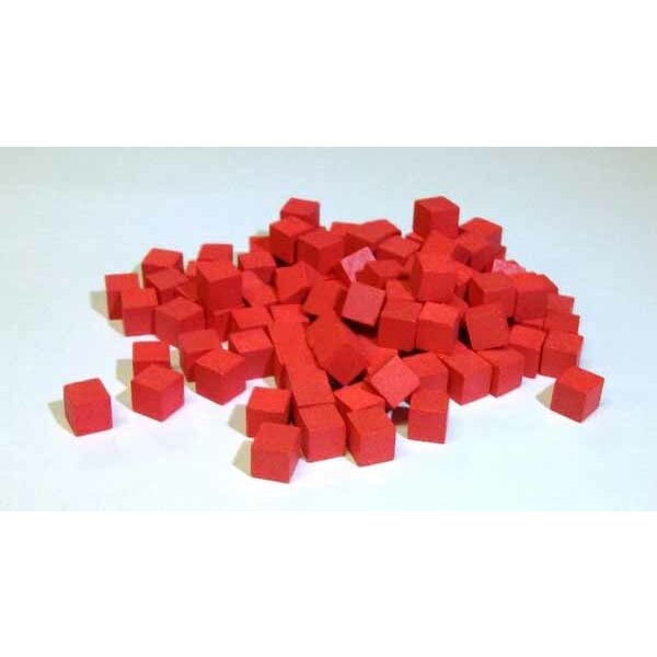 10 MM Wooden Cube Tokens (100 Pack) -Red