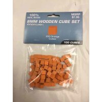 8 MM Wooden Cube Tokens (100 Pack) -Orange