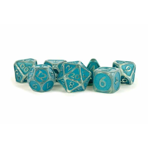 16mm Enamel Acrylic Poly Dice Set: Ice w/ Blue Enamel