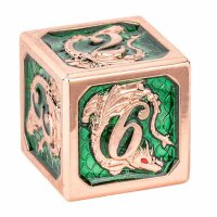 Copper with Green Solid Metal Dragon Polyhedral Dice Set