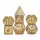 Brushed Gold Solid Metal Dragon Polyhedral Dice Set