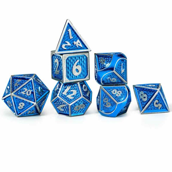 Behemoth Brushed Blue Solid Metal Dice Set