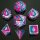 Behemoth Silver w/Pink&Blue Solid Metal Dice Set