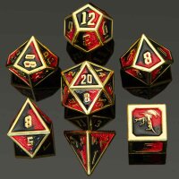 Draconis Gold w/Red&Black Enamel RPG Dice Set