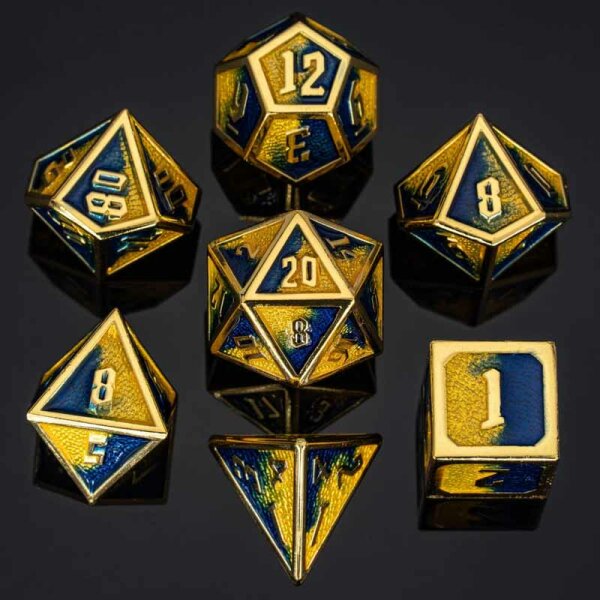 Draconis Gold w/Yellow&Black Enamel RPG Dice Set