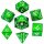 Metal Solid Barbarian Dice Set-Shiny Green w/Silver
