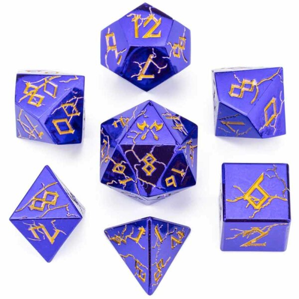 Metal Solid Barbarian Dice Set-Shiny Purple w/Gold