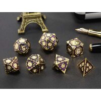 Solid Metal Star Map Dice Set-Gold W/ Glitter Purple