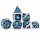 Blue Gears Solid Gear Dice Set Steampunk Themed