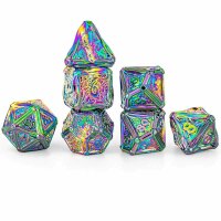 Prism Rainbow Solid Metal Druid Polyhedral Dice Set