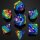 Pride Rainbow Metal Dice Set-Silver with black numbers