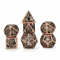 Ancient copper hollow dragon cage D&D dice set