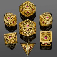 Shiny Gold with Ruby Red Gems Dragons Eye dice set