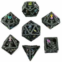 Black with Chromatic Skulls Grin Hollow Metal Dice