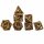 Gold with Red Skulls Grin Hollow Metal Dice Set