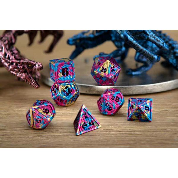 Hollow Aluminum Wyvern RPG Dice Set