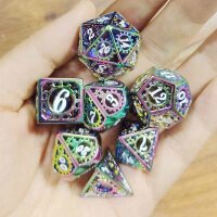 Prism Rainbow with White Enamel Hollow Metal Gears of Providence Polyhedral Dice Set