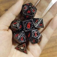 Black and Blood Hollow Metal Gears of Providence Polyhedral Dice Set