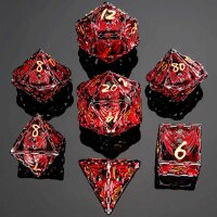 Hollow Metal Bat Polyhedral Dice Set-Gun Metal w/Blood