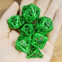 Metal Hollow Deaths Treasure Dice Set Shiny Green with Black