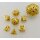 Hollow 10mm mini Dragons Eye dice set-Shiny Gold with Red Gems