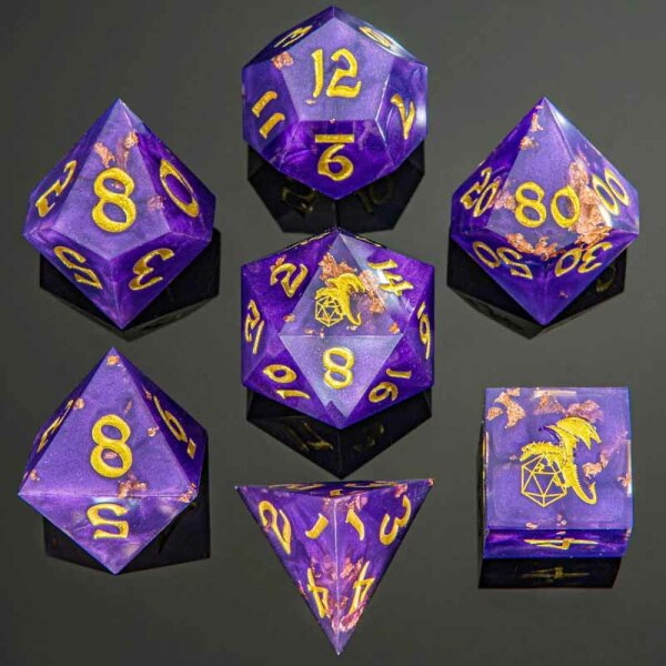 Captured Magic Handmade Sharp Edge Resin Dice-Arcane Dragon