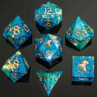 Captured Magic Handmade Sharp Edge Resin Dice-Sea Dragon