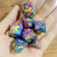 Captured Magic Handmade Sharp Edge Resin Dice-Chromatic Dragon