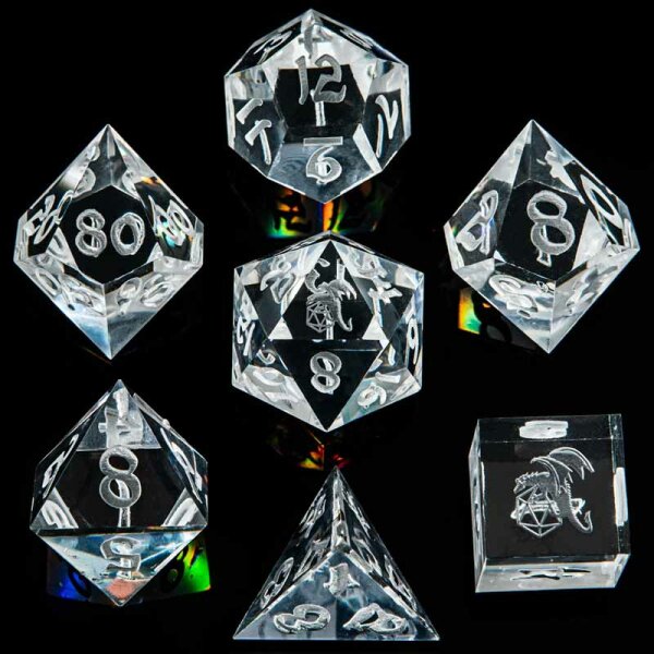 Captured Magic Handmade Sharp Edge Resin Dice-White Crystal