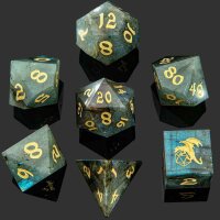 Sharp Edge Hand Polished Labradorite Gemstone Dice Set 7...