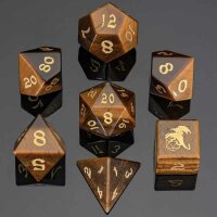 Natural Tigers eye gemstone dice set