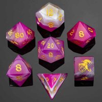 Dragons Hoard Gemstone Polyhedral Dice Set-Rose Agate