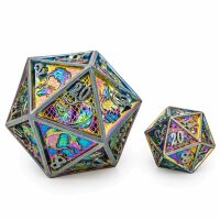 45MM Solid Metal Dragon Chonk D20-Brushed Rainbow