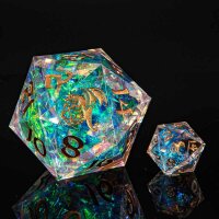 Sharp Edge Resin 55mm Chonk D20-Opal with copper ink