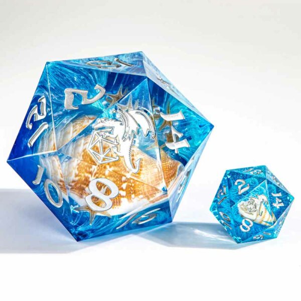 Sharp Edge Resin 55mm Chonk D20-Sea Snail&Starfish inclusion