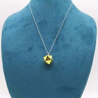 Gold D20 dice necklace pendant with chain for D&D gamer