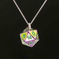 Prism Rainbow D20 dice necklace pendant with chain for...