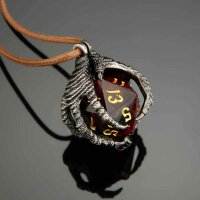 Dragons claw necklace with random sharp resin D20s-Silver