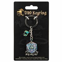 D20 keychain with HYMGHO dragon charm- Behemoth Brushed...