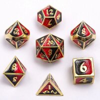 Mini Behemoth Metal RPG Dice Set-Gold w/Ruby&Black