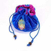 Blue Velvet Compartment Dice Bag with Pockets-Dragon with...