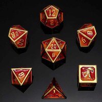 Draconis Gold w/Red&Orange Enamel RPG Dice Set