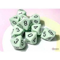 Opaque Pastel Green/black Set of Ten d10s