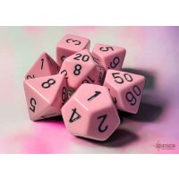 Opaque Polyhedral Pastel Pink/black 7-Die Set