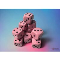 Opaque 16mm d6 Pastel Pink/black Dice Block™ (12 dice)